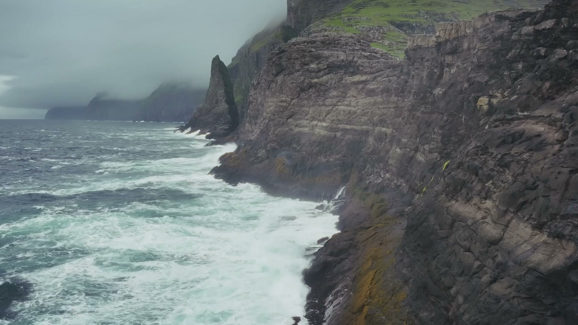 Faroe Islands cliffs meeting the North Atlantic